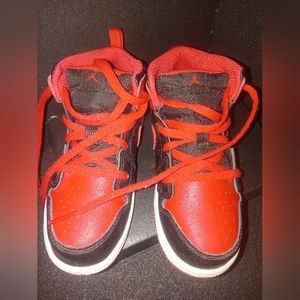 Kids Jumpman Nike Jordans Red and Black Size 10c